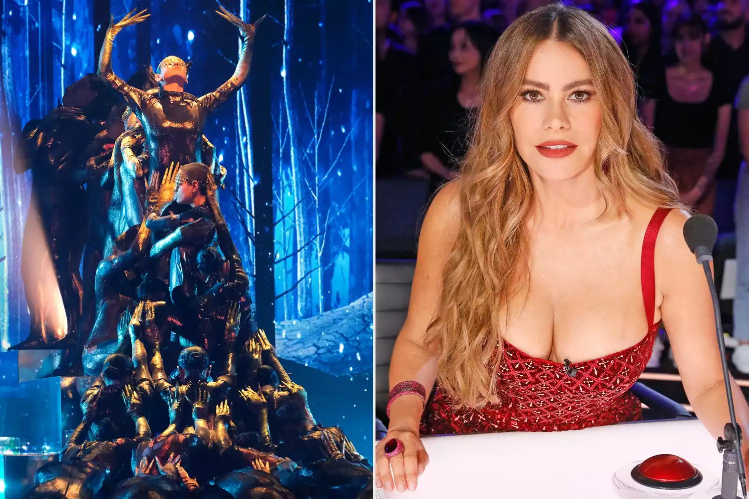 AMERICA’S GOT TALENT &ndash; “Semi Finals 2” Episode 1717 &ndash; Pictured: Mayyas &ndash; (Photo by: Trae Patton/NBC); AMERICA’S GOT TALENT &ndash; “Semi Finals 2” Episode 1717 &ndash; Pictured: Sofia Vergara &ndash; (Photo by: Trae Patton/NBC)