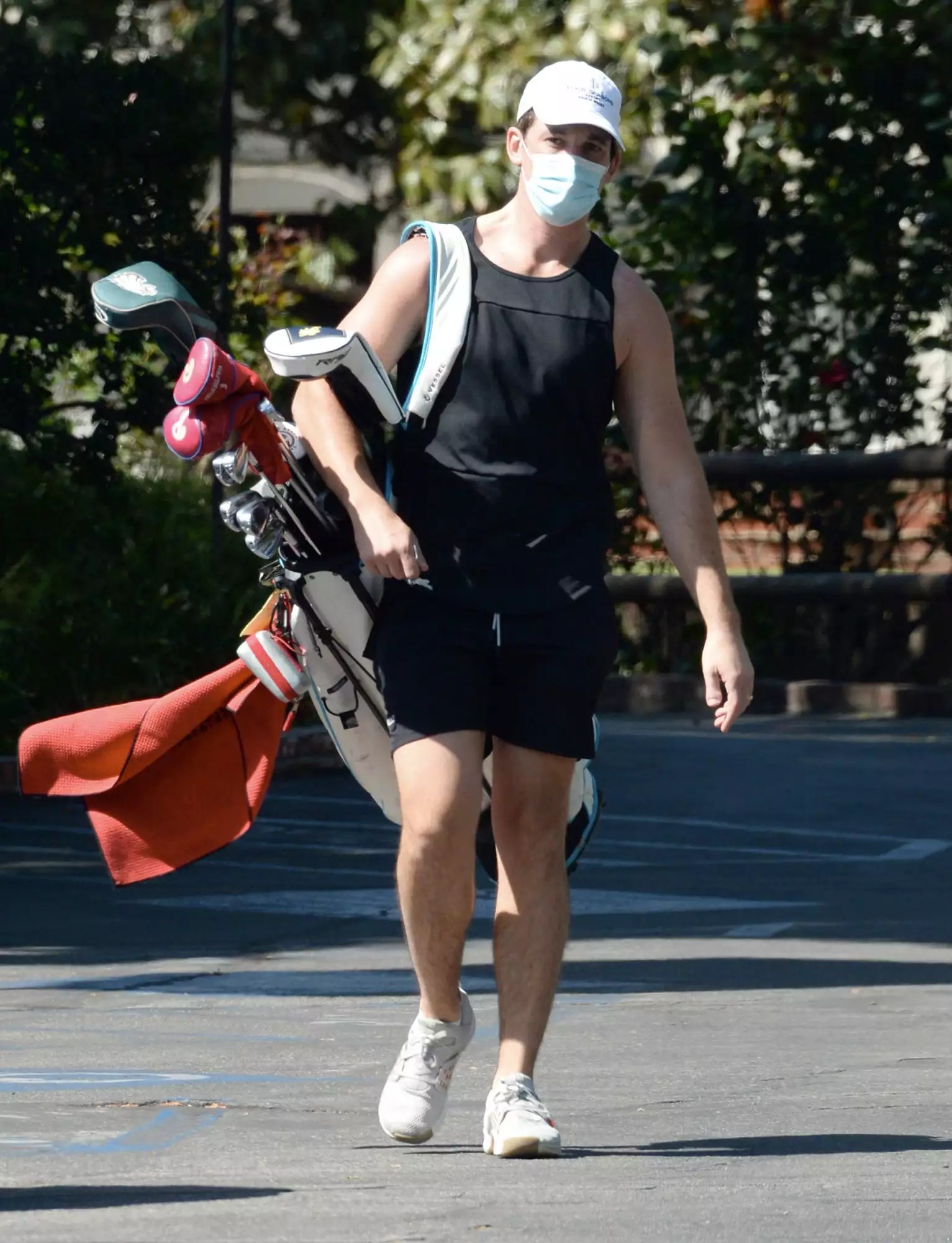 Miles Teller is Pictured Practicing His Golf Swing at a Range in Los Angeles.