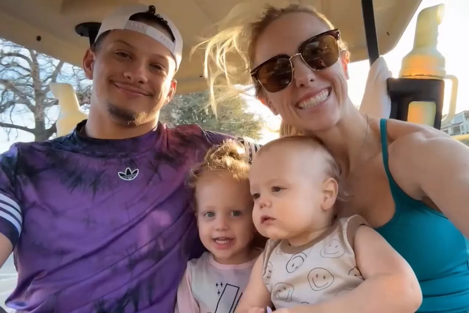 Patrick Mahomes Sweet Family Ride with Sterling, Bronze and Wife Brittany