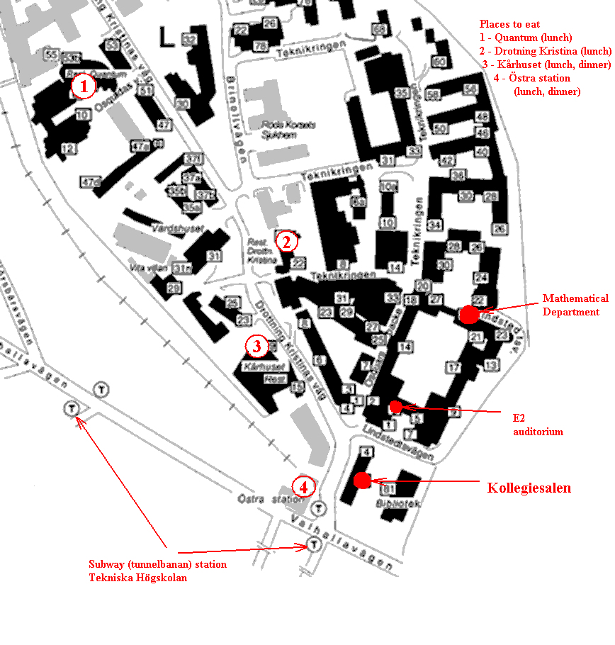 Kth Karta Map of KTH with location of talks, subway, places for lunch