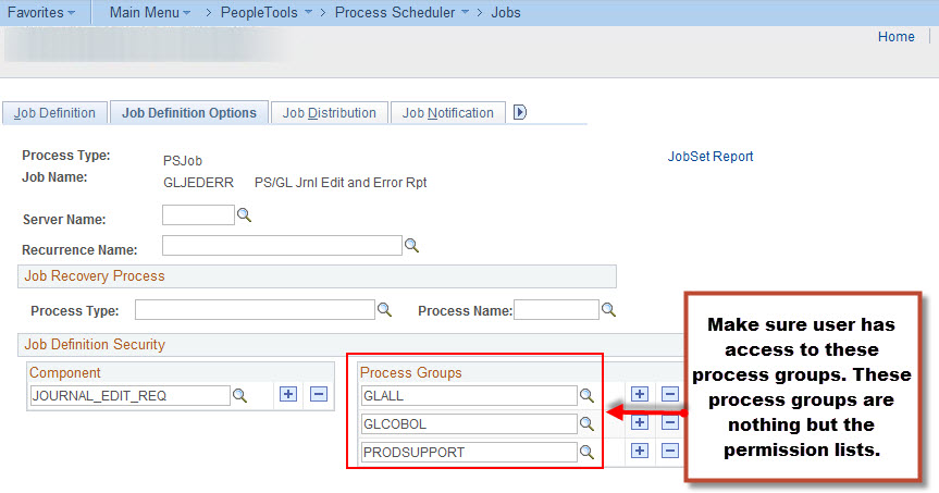 Error You are not authorized to run the job XXXXX PeopleSoft Tutorial