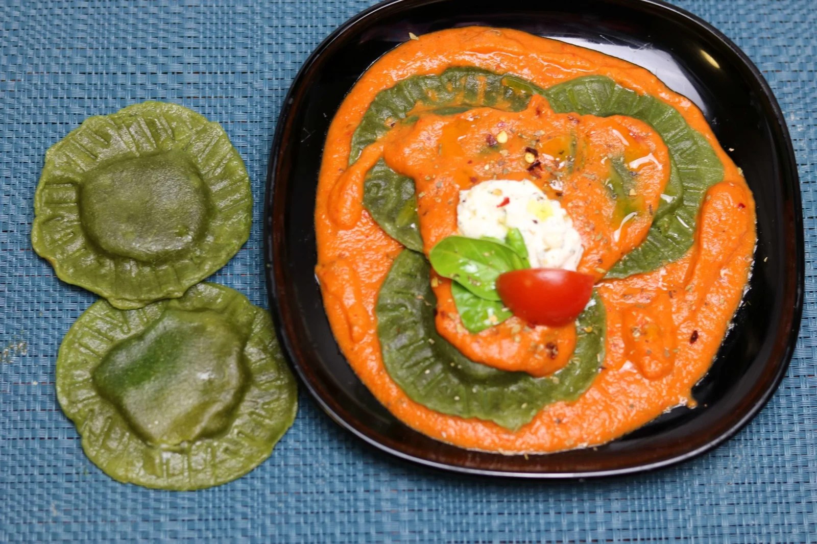 Spinach Ricotta Ravioli In Tomato Cream Sauce Pepkitchen