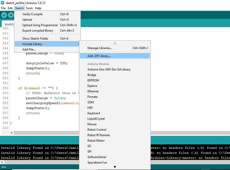 Install Arduino Libraries methods to add libraries with Arduino IDE