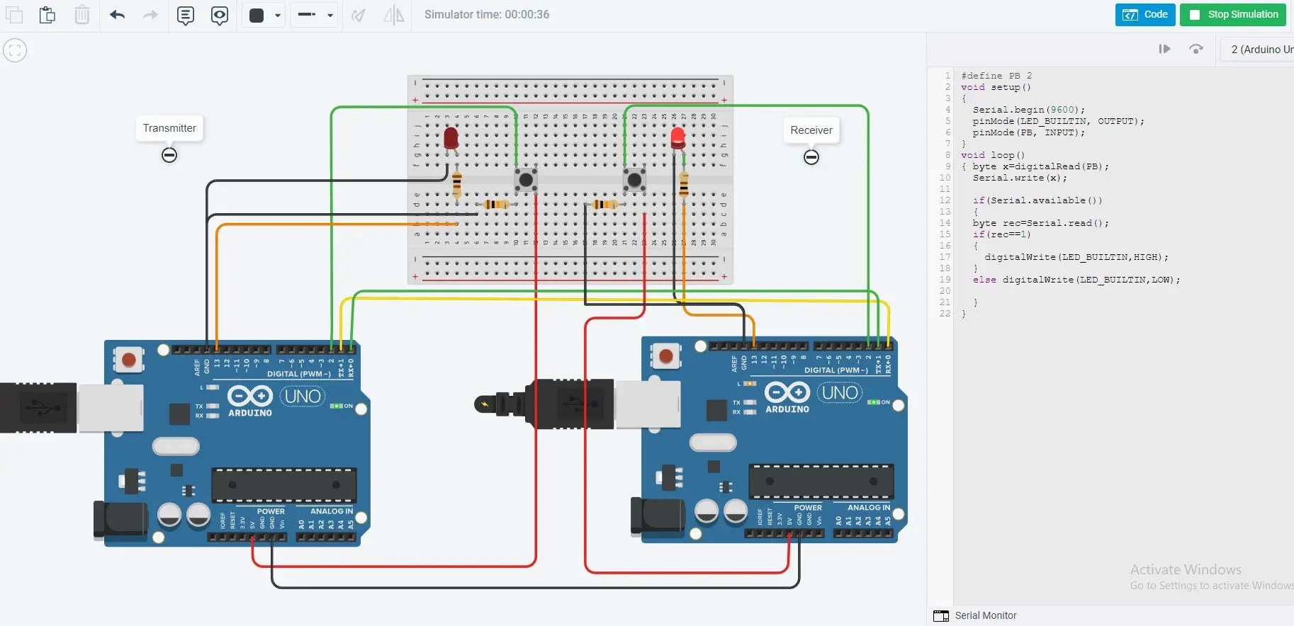 Communication between two Arduinos by Serial UART