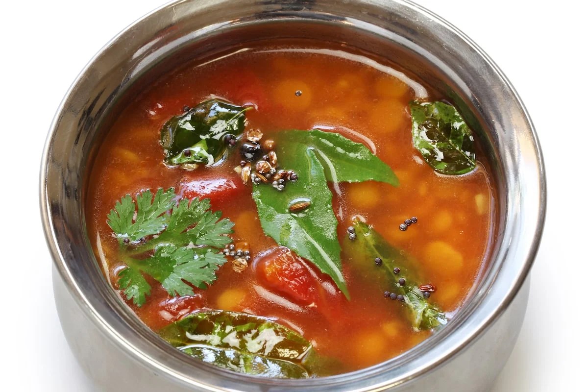 Tomato Rasam ( south Indian Style) Fork & Beans