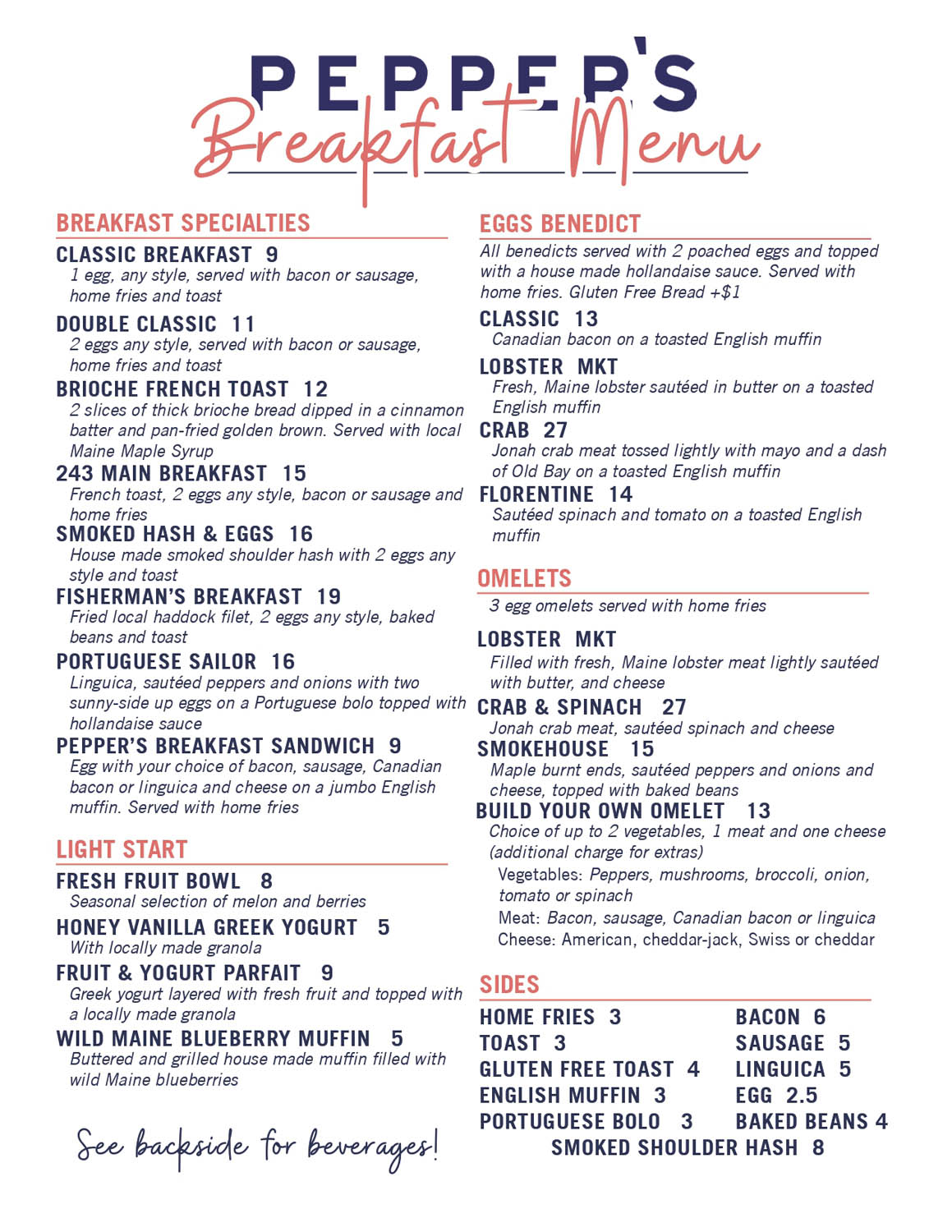 Breakfast Ogunquit Pepper's Landing