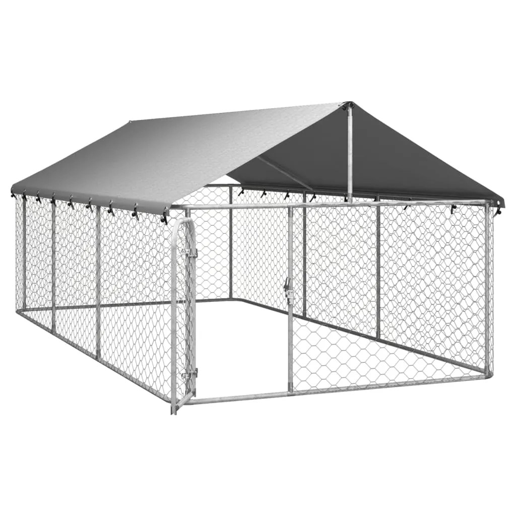 4x2m Steel Dog Enclosure with Roof Pepperwood Pets