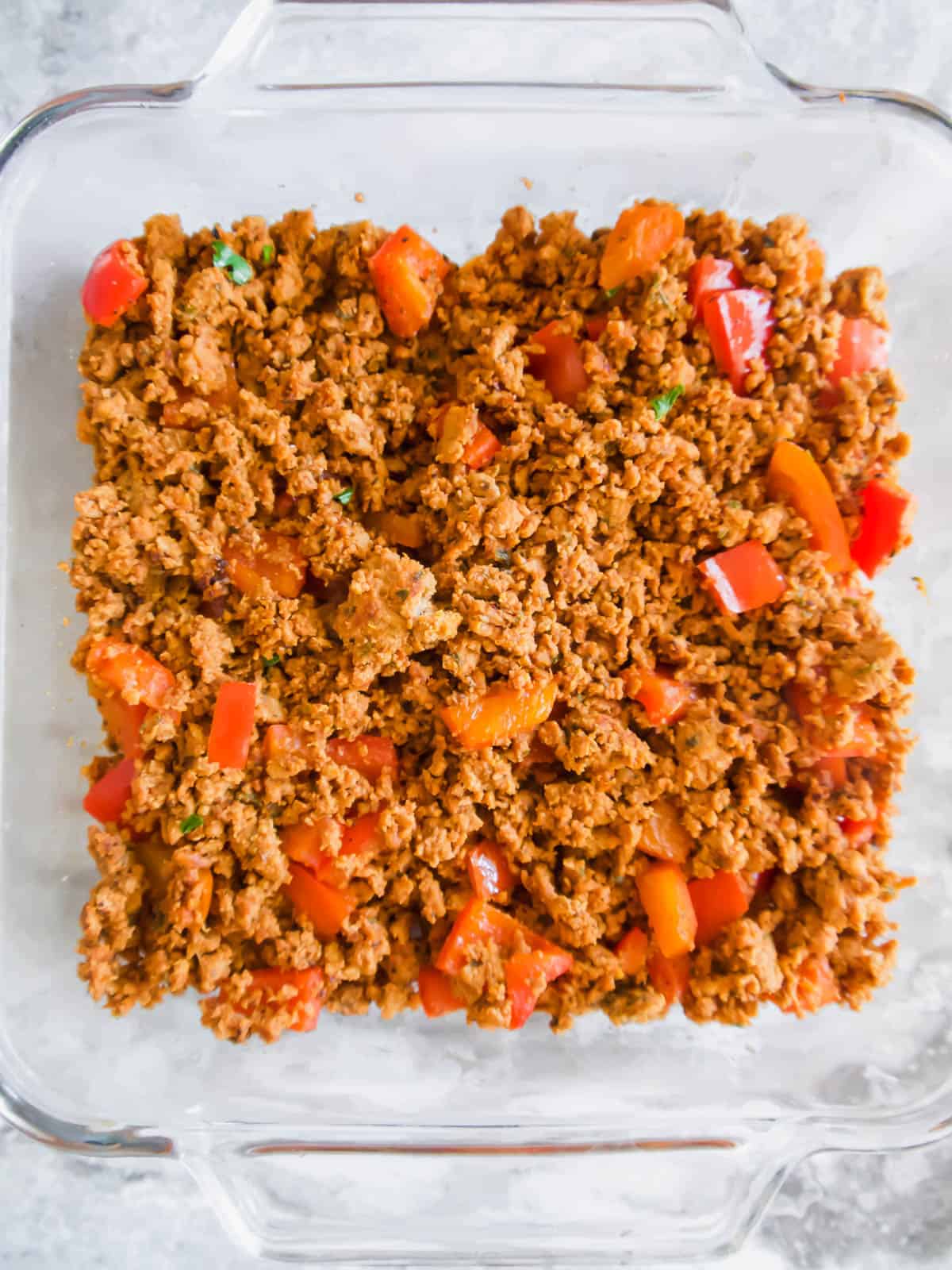Paleo 7 Layer Ground Turkey Taco Dip (GF)