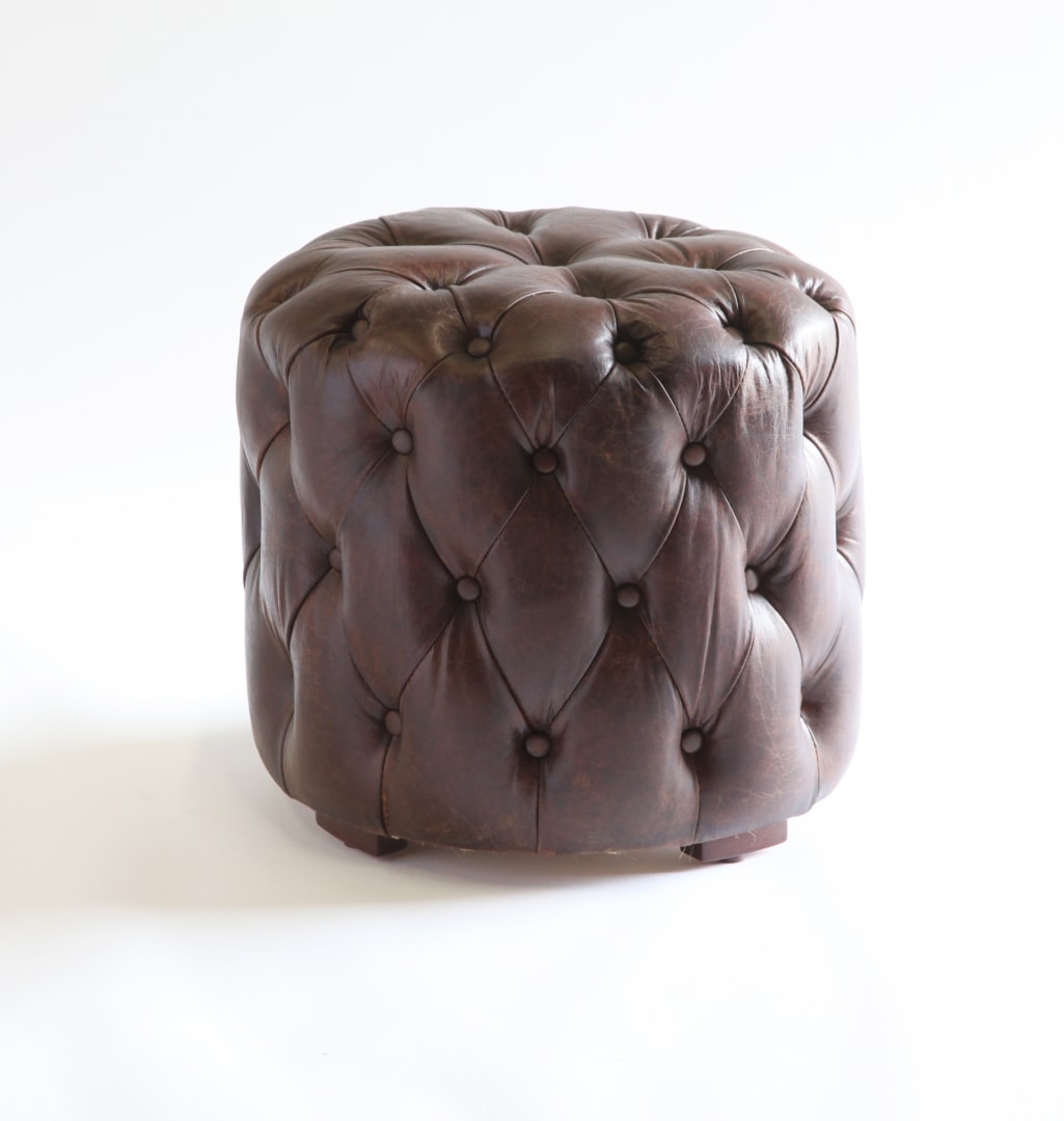 Brown Tufted Stool Perch Decor
