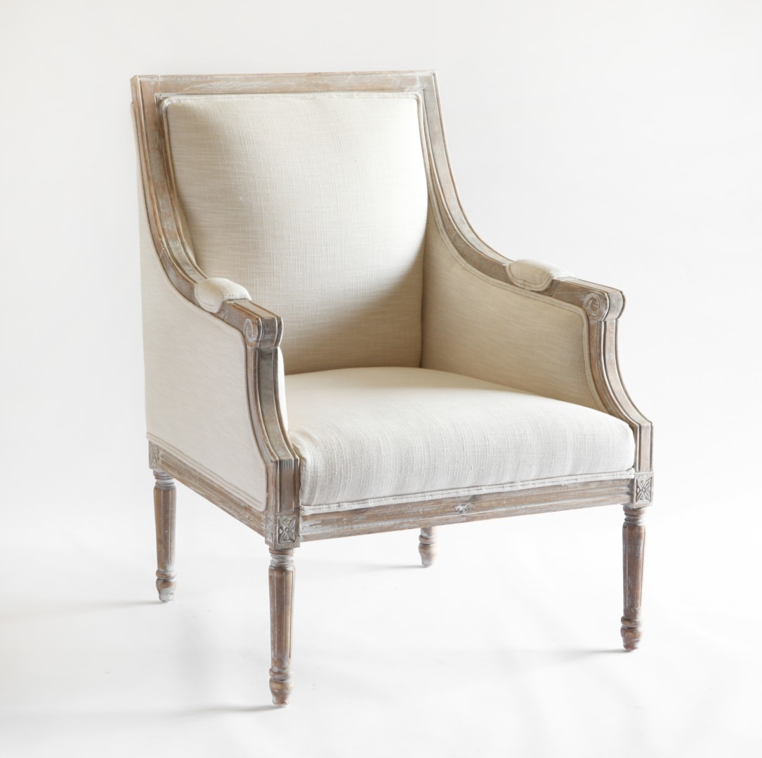 Ivory Linen Arm Chair Perch Decor