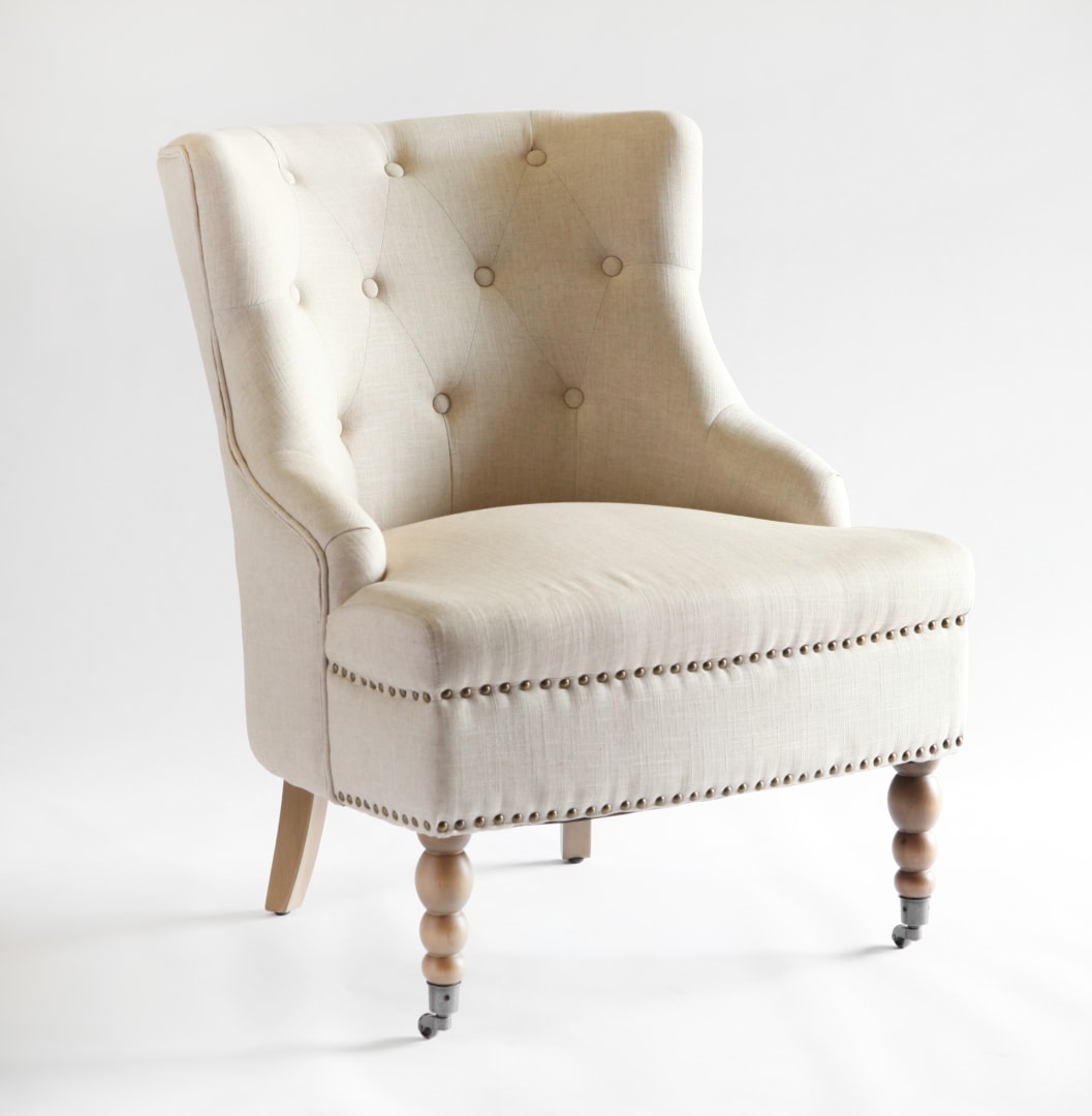 Ivory Tufted Chair Perch Decor