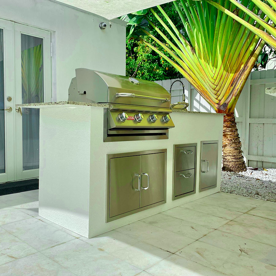 Stucco Outdoor kitchen design Miami Perello Patio