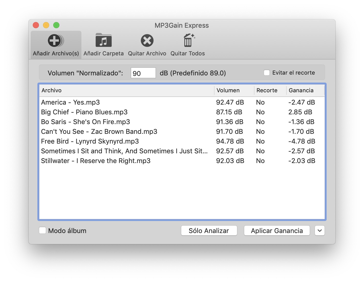 MP3Gain Express for Mac normalizar volumen perez987