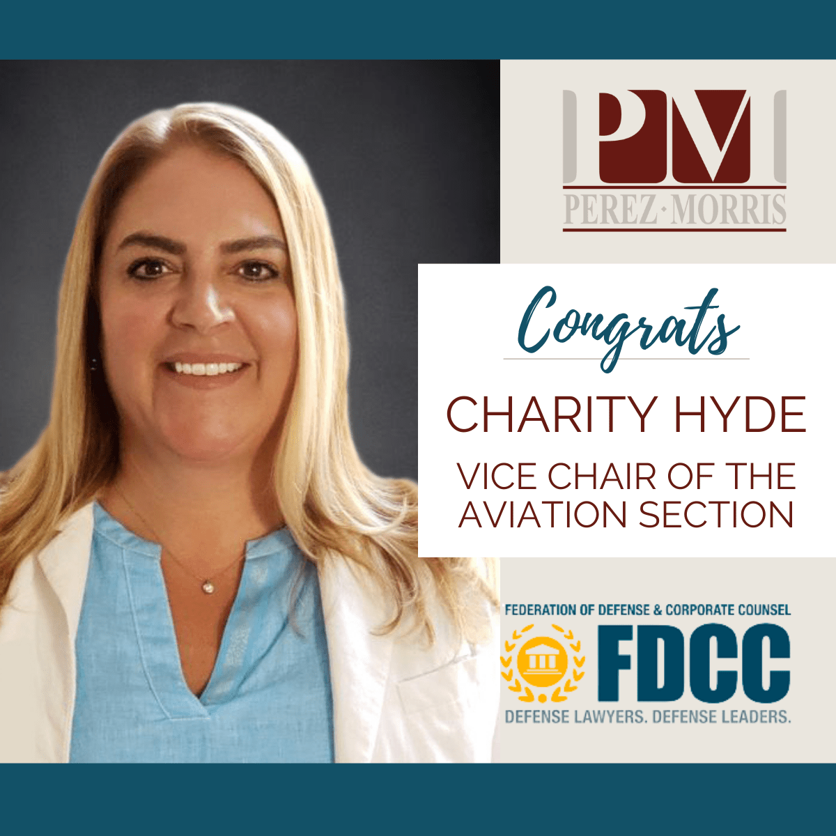 Charity Hyde Elected Vice Chair of Aviation Section of FDCC
