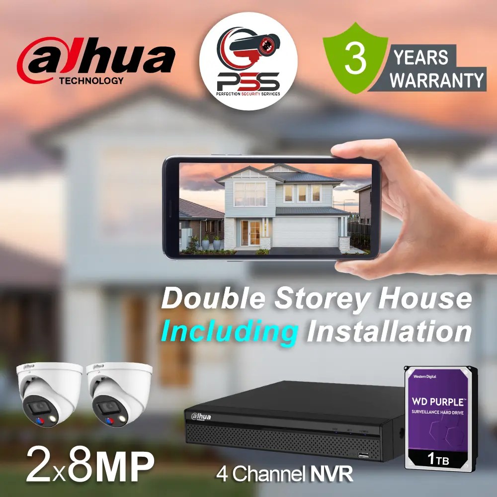 Dahua TIOC 2.0 8mp 2channel security camera kit for double story