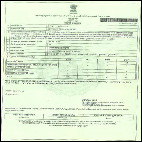 Perfect Pest Solutions Certificates