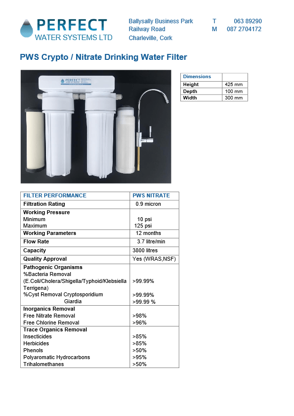 CryptoNitrate Drinking Water Filter Perfect Water Systems