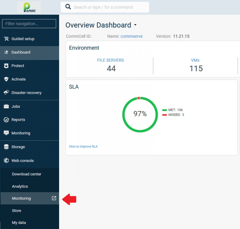 A look into Commvault Monitoring Policies Perfekt