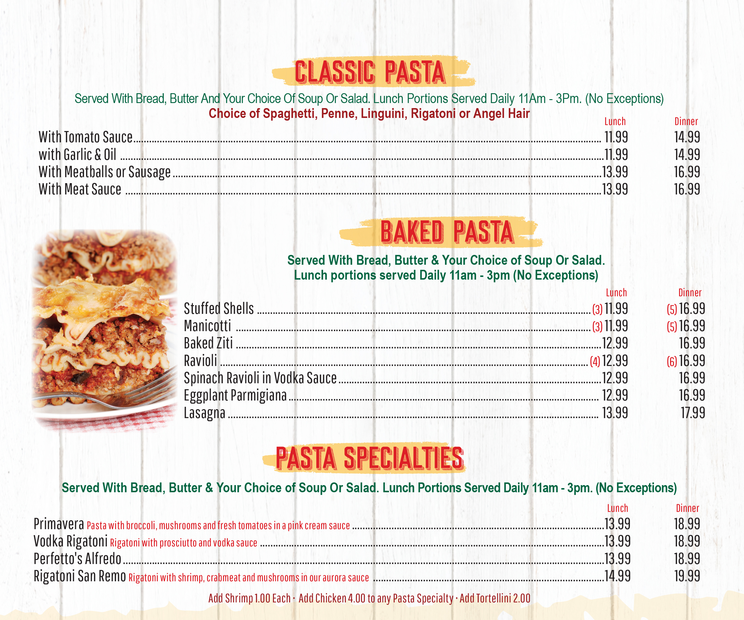 Perffectos Pizza II Burlington, NJ Menu Take Out Delivery DineIn