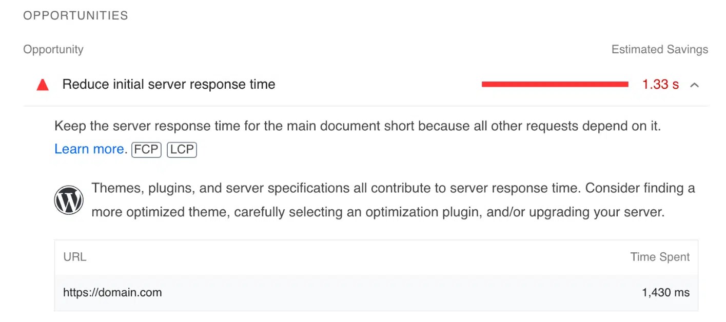 How to fix the "Reduce initial server response time" warning (TTFB)