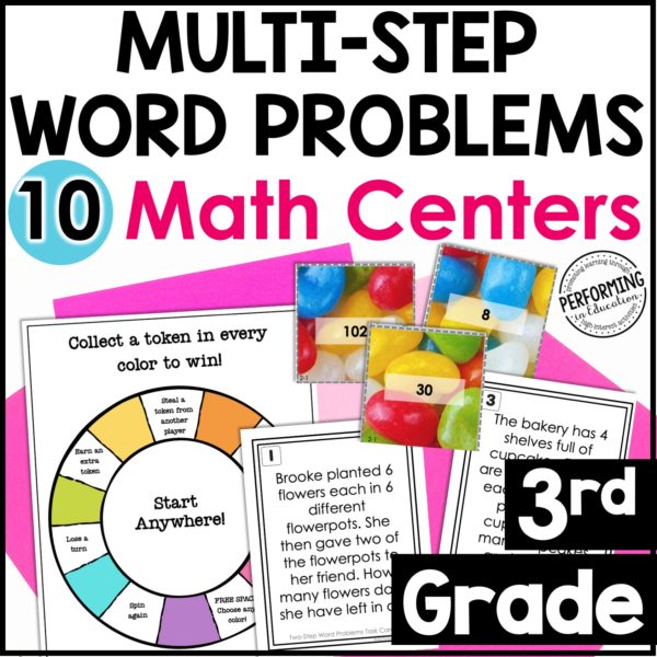 3rd Grade Math Centers | 10 Multi-Step Word Problems & Two Step Word