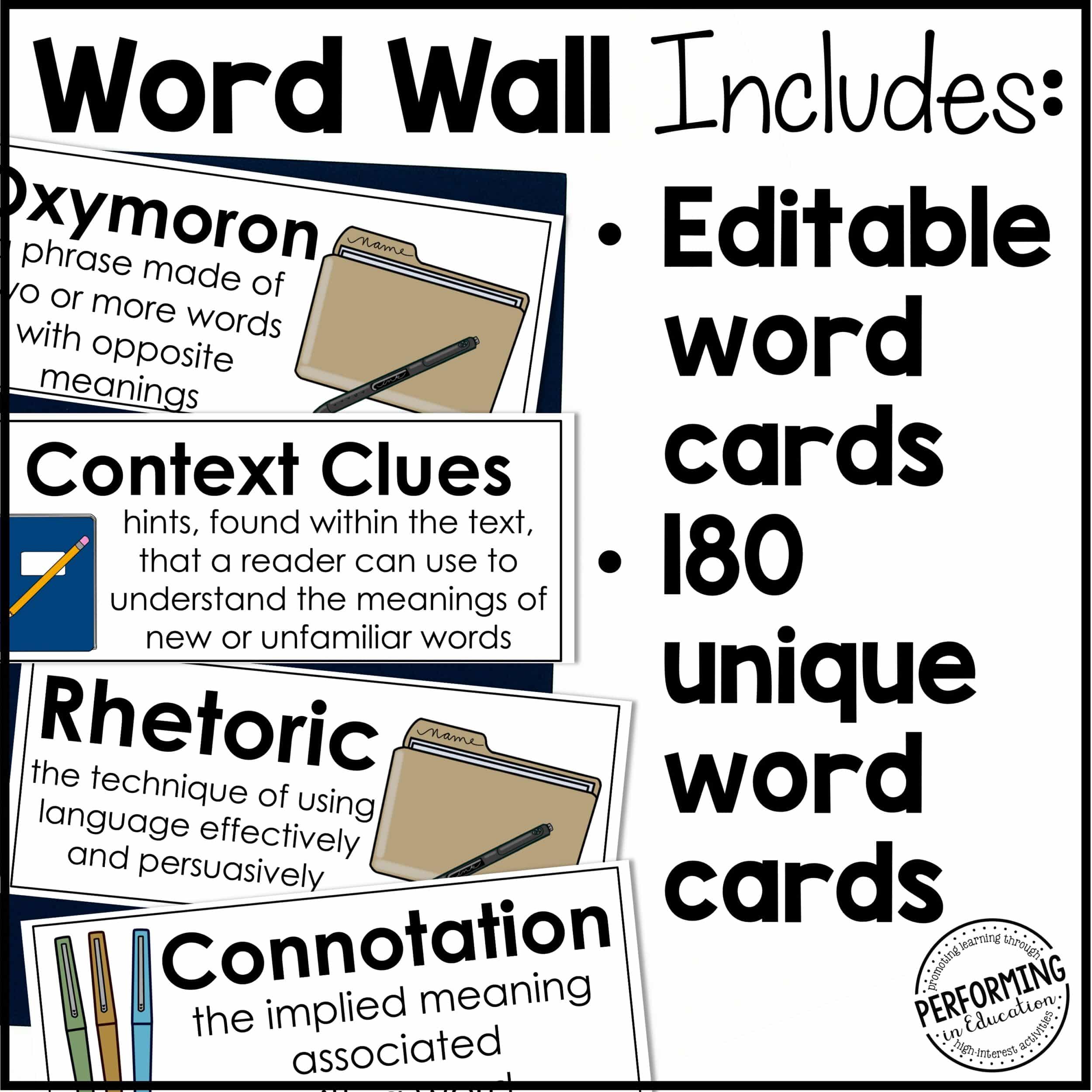 ELA Word Wall & Reference Pages Middle School ELA Vocabulary