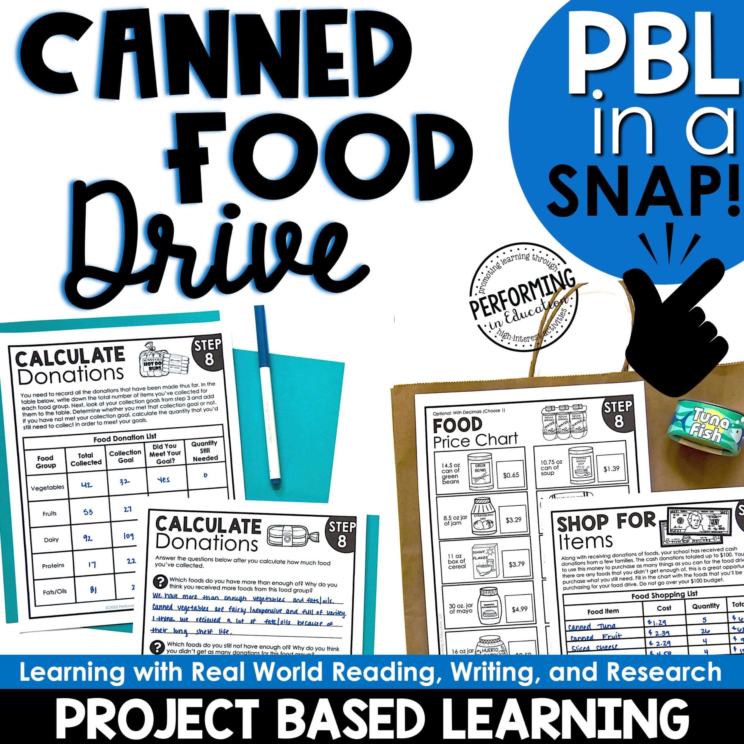 Thanksgiving Project Based Learning Canned Food Drive Service
