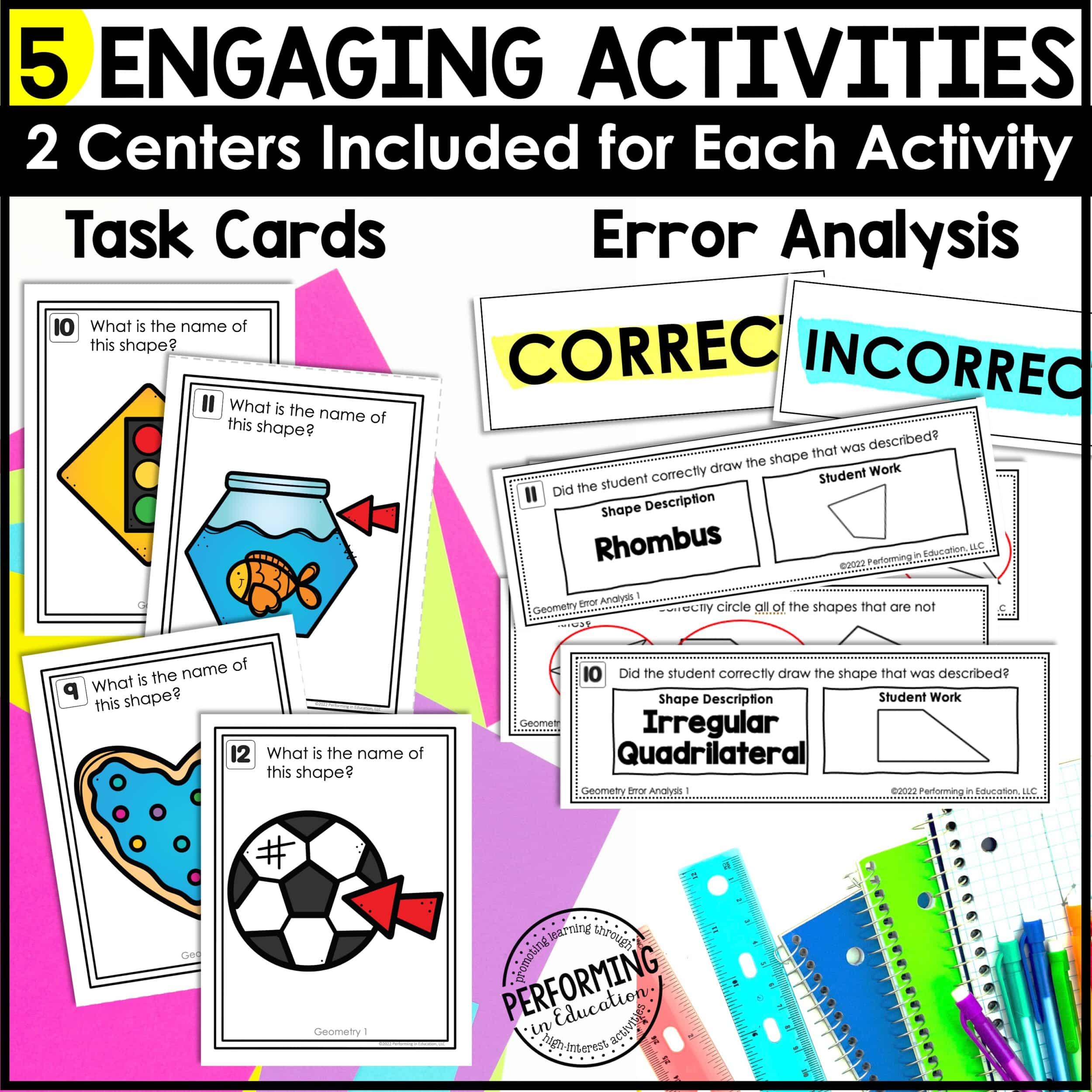3rd Grade Math Centers 10 Geometry Centers Quadrilaterals