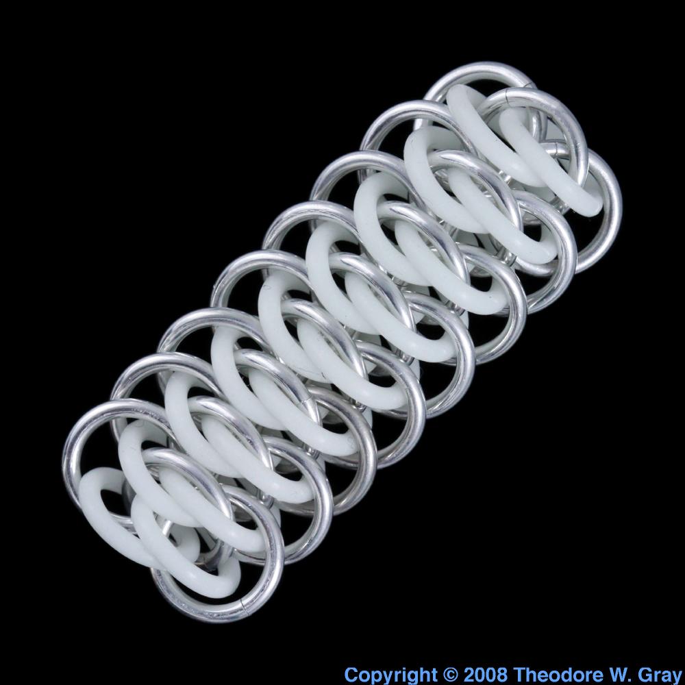 Rubberaluminum chain mail, a sample of the element Aluminum in the