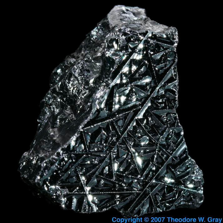 Particularly beautiful polycrystal, a sample of the element Silicon in