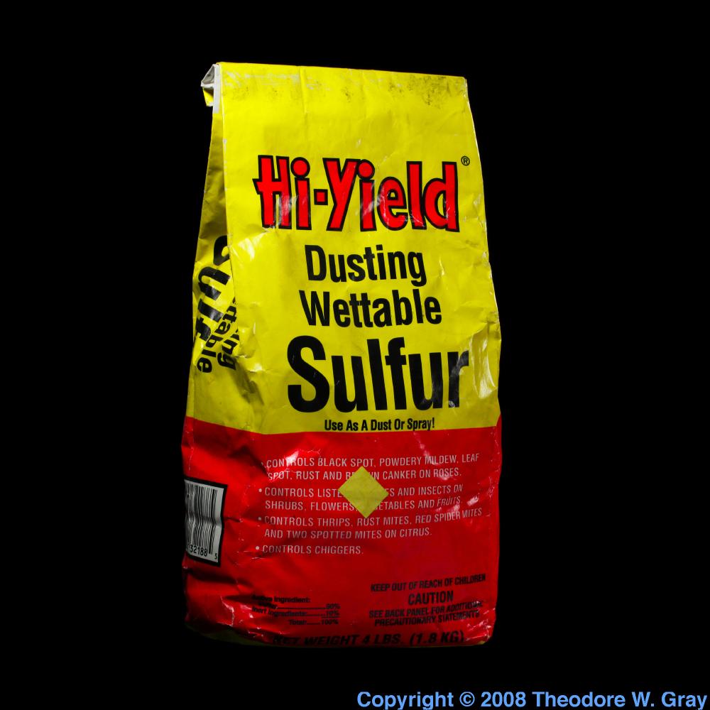 Dusting Sulfur, a sample of the element Sulfur in the Periodic Table