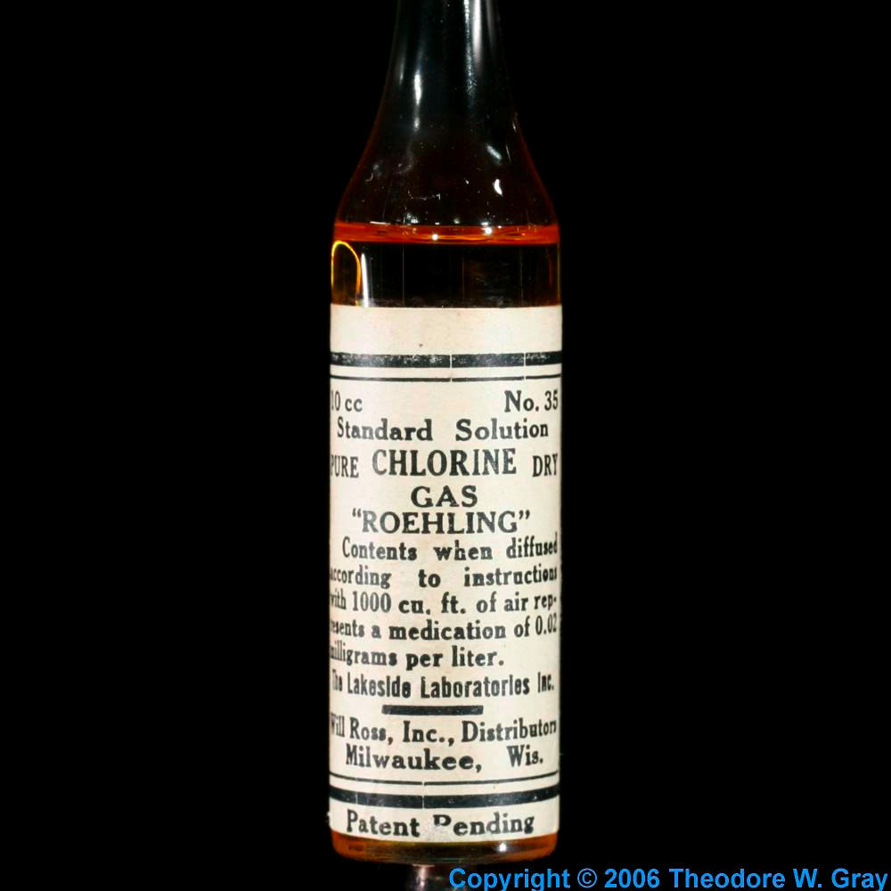 Medicinal chlorine, a sample of the element Chlorine in the Periodic Table