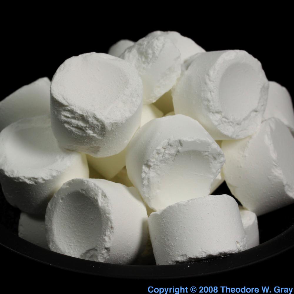 Bromine pool tablets, a sample of the element Bromine in the Periodic Table