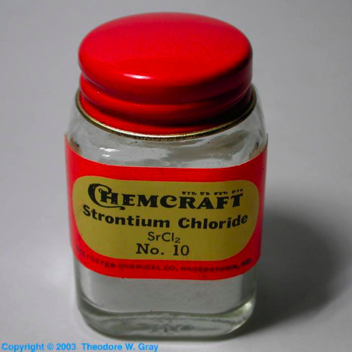 Strontium chloride from old chemistry set, a sample of the element