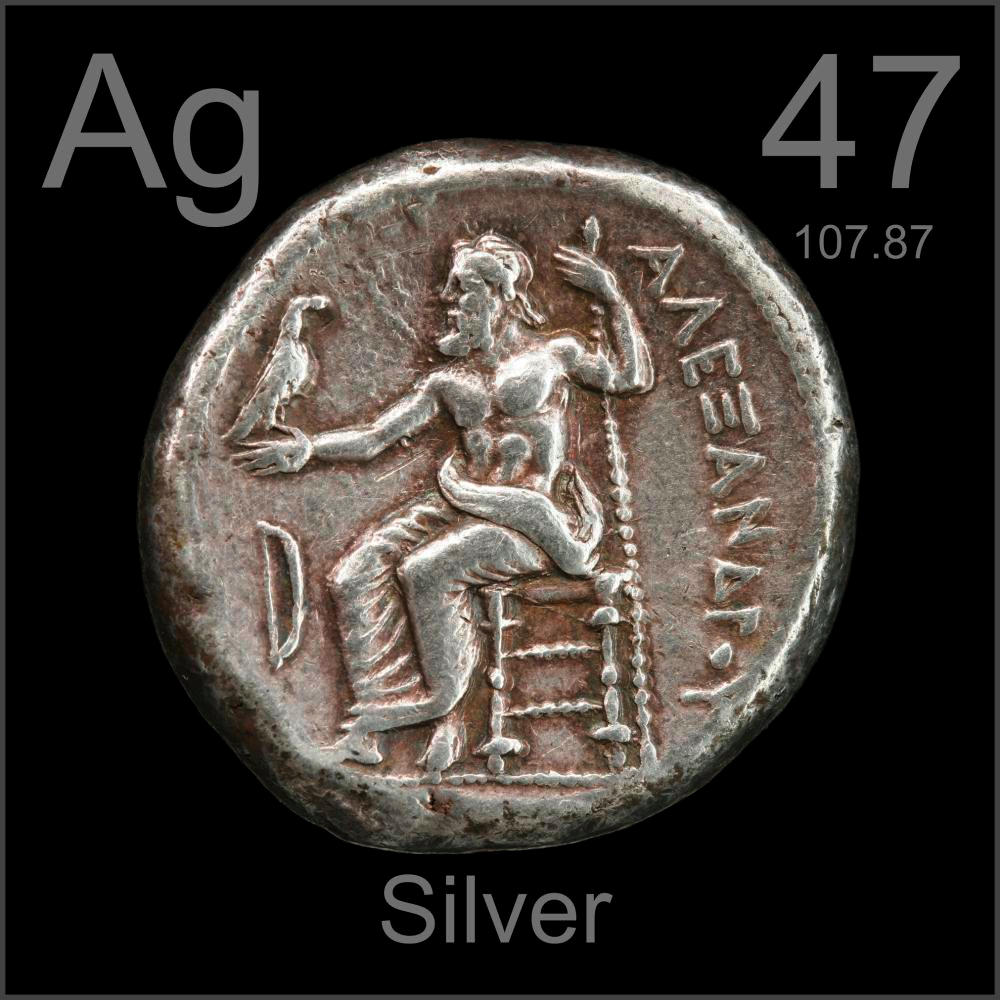 Tetradrachm, a sample of the element Silver in the Periodic Table