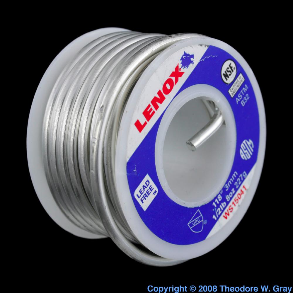 Leadfree solder, a sample of the element Tin in the Periodic Table