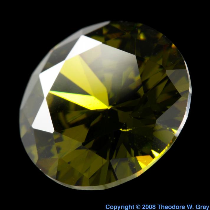 Fake peridot, a sample of the element Praseodymium in the Periodic Table