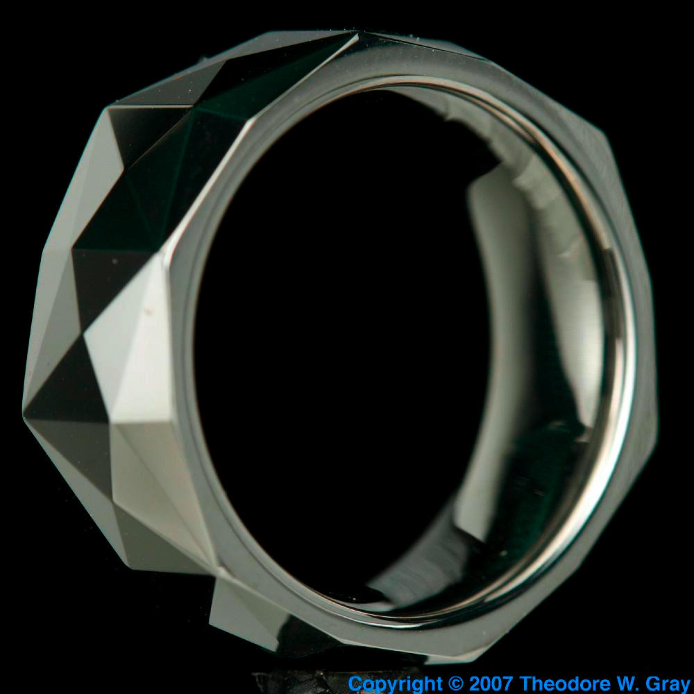 Tungsten carbide ring, a sample of the element Tungsten in the Periodic