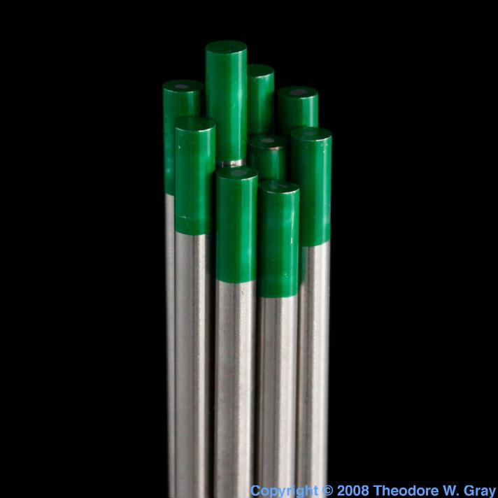 Pure tungsten welding rod, a sample of the element Tungsten in the