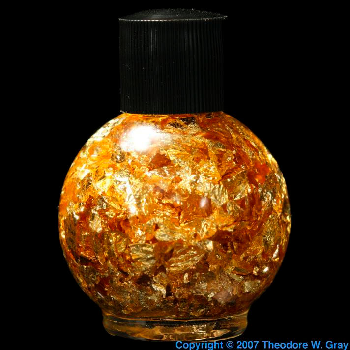Gold leaf in oil, a sample of the element Gold in the Periodic Table