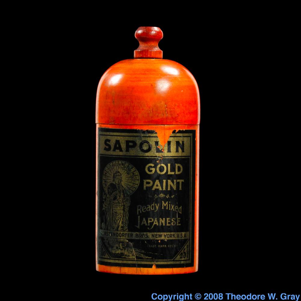 Gold paint container, a sample of the element Gold in the Periodic Table