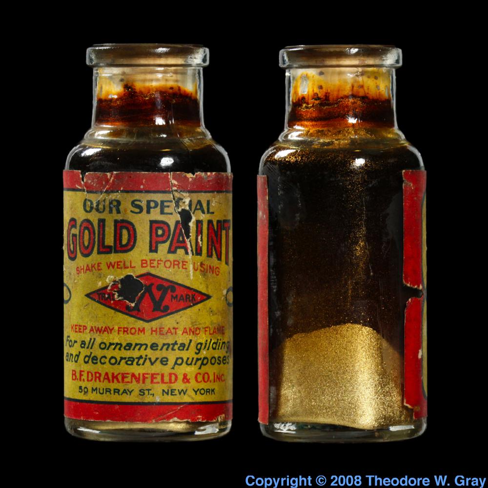 Gold paint, a sample of the element Gold in the Periodic Table