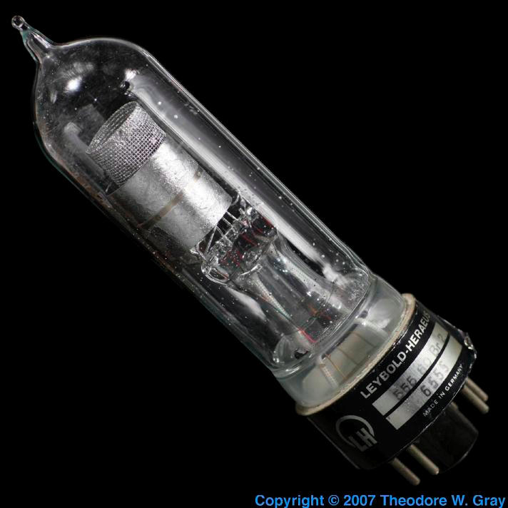 Vacuum tube with mercury, a sample of the element Mercury in the
