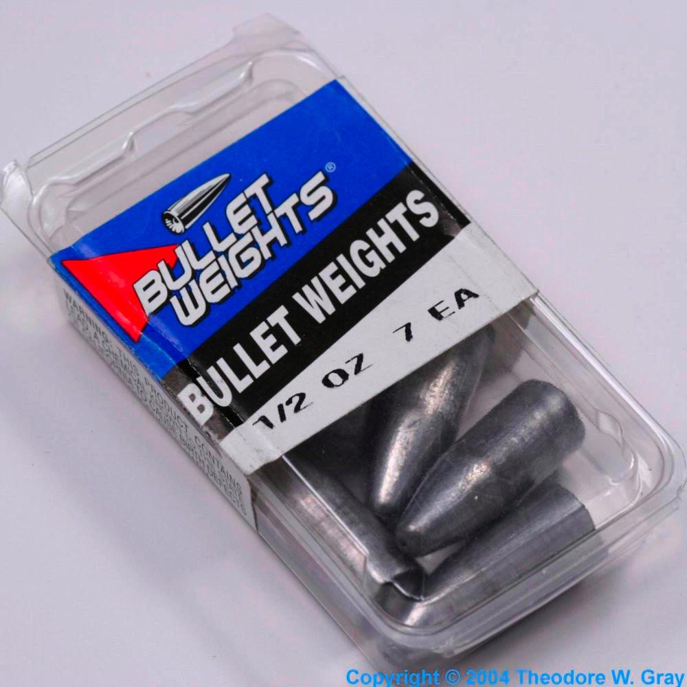 Lead weights, a sample of the element Lead in the Periodic Table