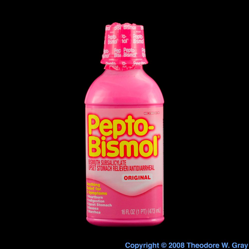 PeptoBismol, a sample of the element Bismuth in the Periodic Table