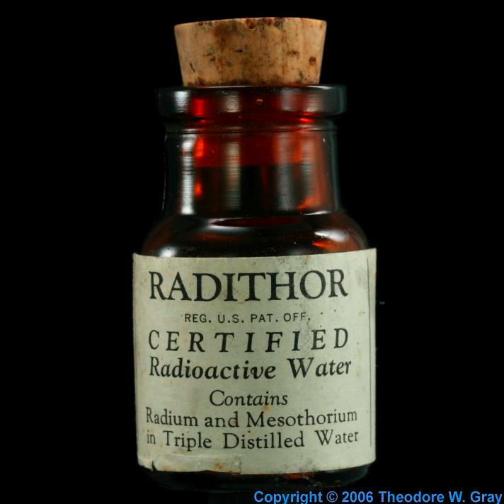 Bottle of Radithor, a sample of the element Thorium in the Periodic Table