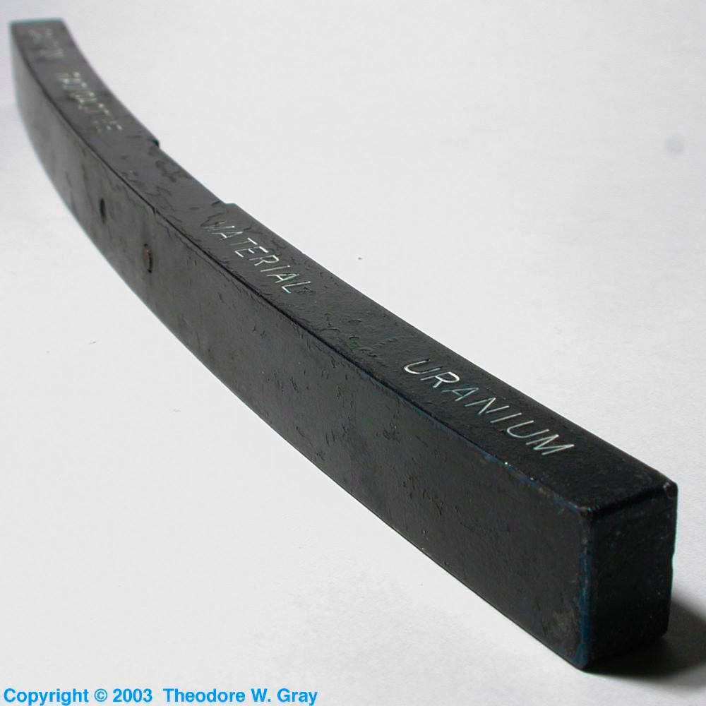 Depleted uranium aperture bar, a sample of the element Uranium in the