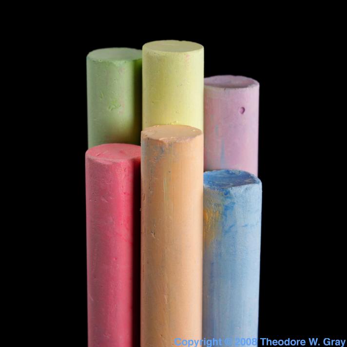 Colored Chalk, a sample of the element Calcium in the Periodic Table