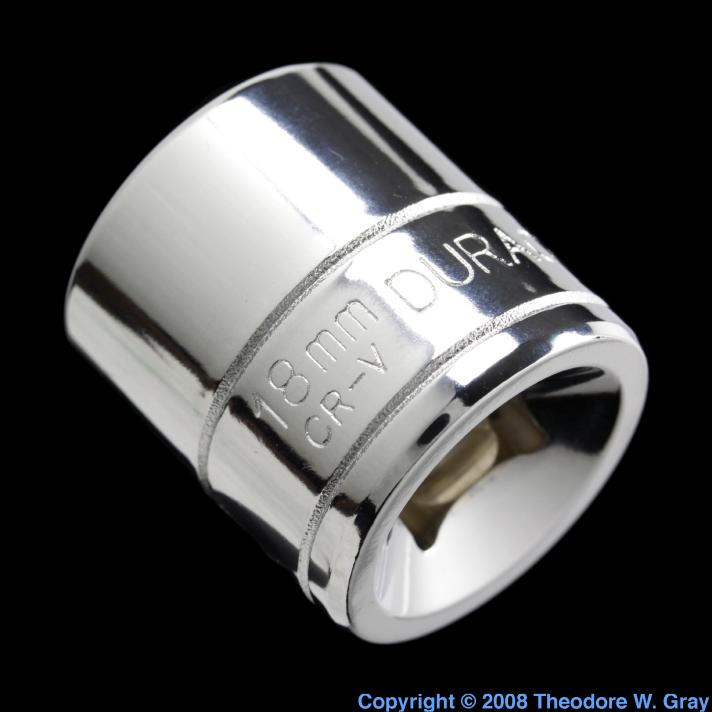 Chromevanadium steel socket, a sample of the element Iron in the