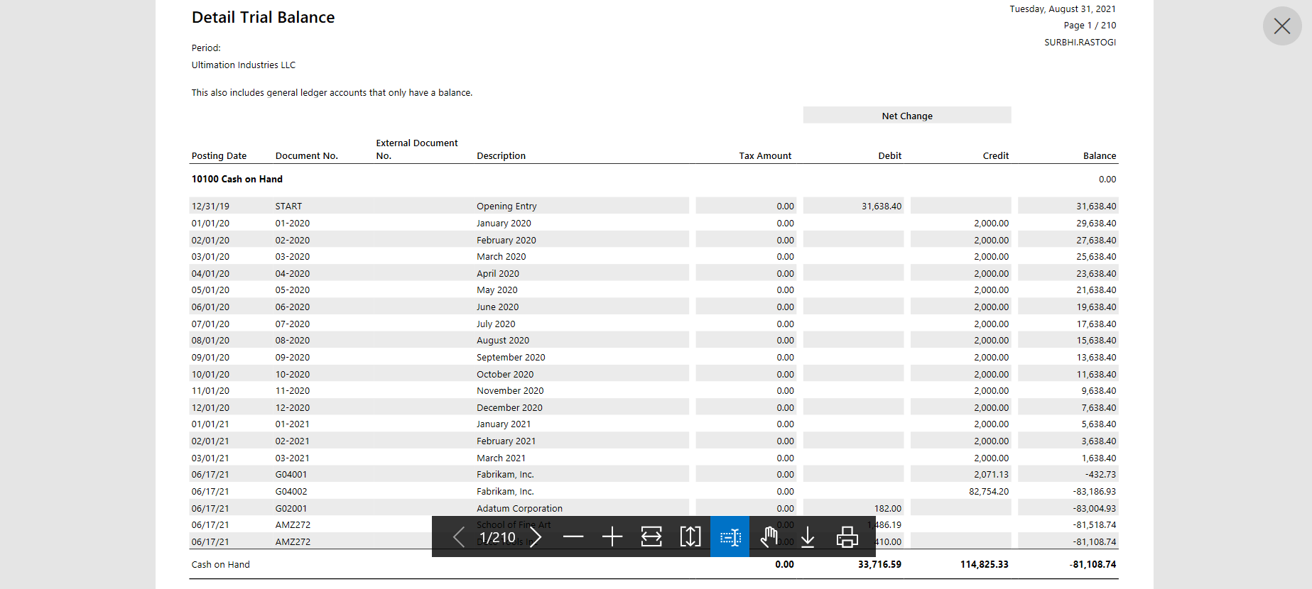 Business Central Reports and Ledger Entries